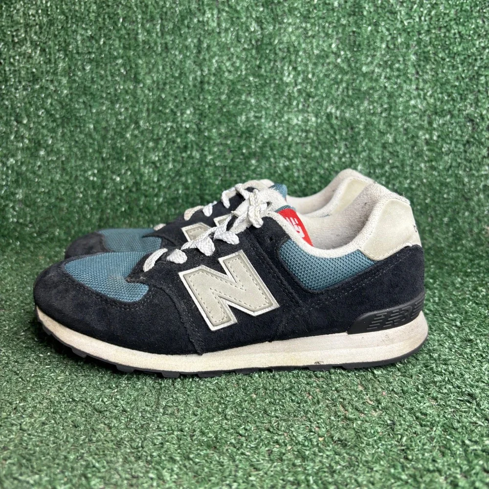 New Balance 574 PC574MGH Suede Mesh Retro Sneakers Black Grey Matter Boys Size 3